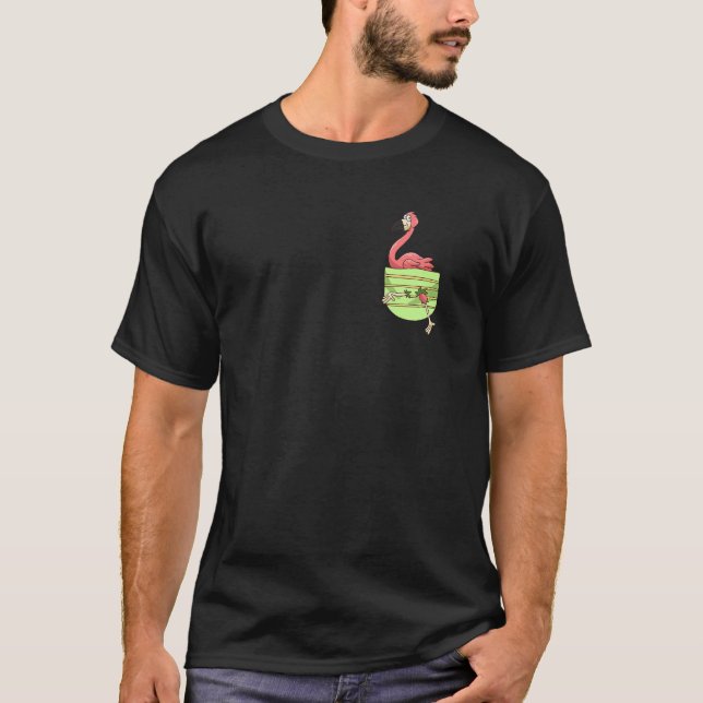Flamingo Fake Breast Pocke Bag  2 T-Shirt (Front)