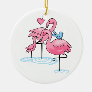 Flamingo Family Ceramic Tree Decoration