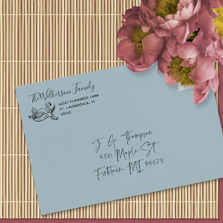 Flamingo Family Typographic Address Label Rubber Stamp
