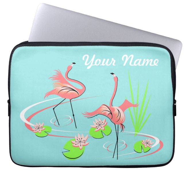 Flamingo Fandango Duo 2 Name laptop sleeve (Front)