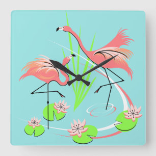 Flamingo Fandango Duo clock square