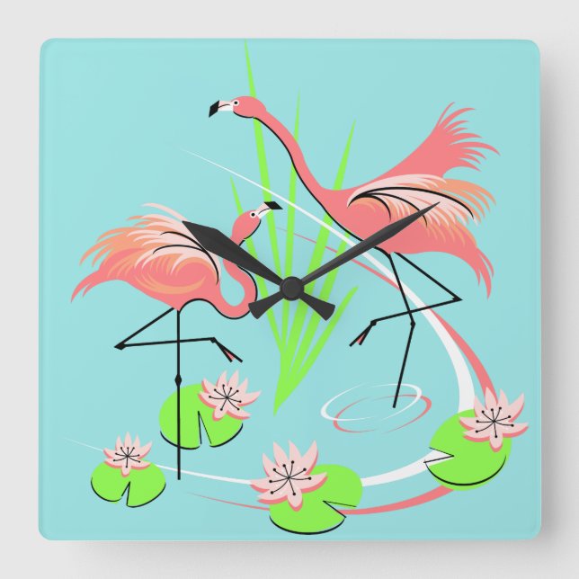 Flamingo Fandango Duo clock square (Front)