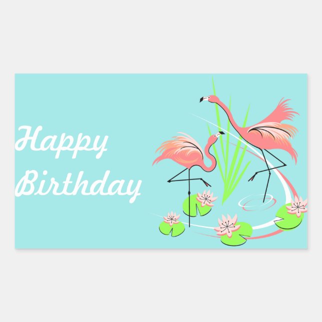 Flamingo Fandango Duo Happy Birthday sticker (Front)