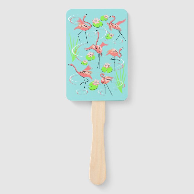 Flamingo Fandango hand fan rectangle (Front)