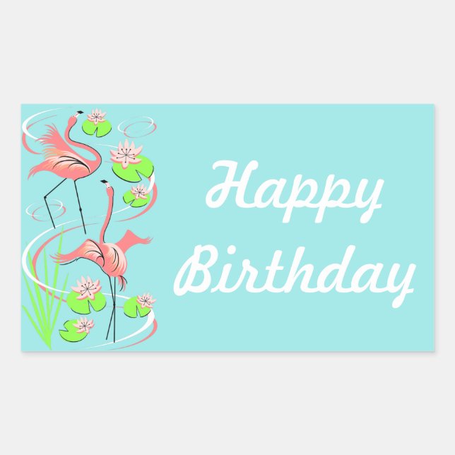 Flamingo Fandango Slim Duo Happy Birthday sticker (Front)