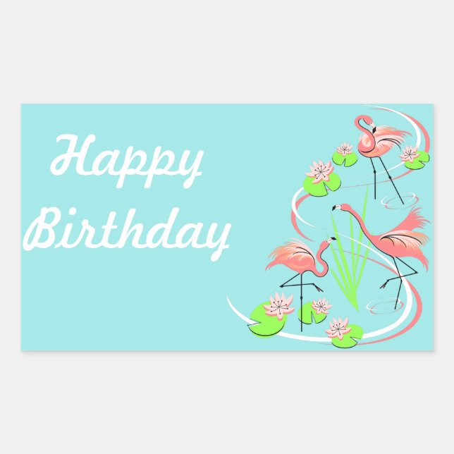 Flamingo Fandango Trio Happy Birthday sticker (Front)