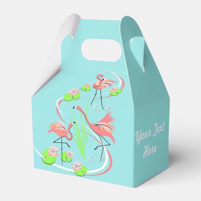 Flamingo Fandango Trio Text favour box (Front Side)
