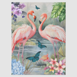 Flamingo Fantasy Florals  & Butterflies Tissue Paper