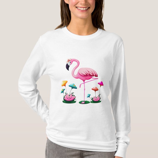 Flamingo Fantasy Pond T-Shirt Long Sleeve (Front)