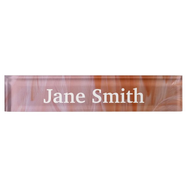 Flamingo Feathers in Shades of Pink Nameplate (Front)