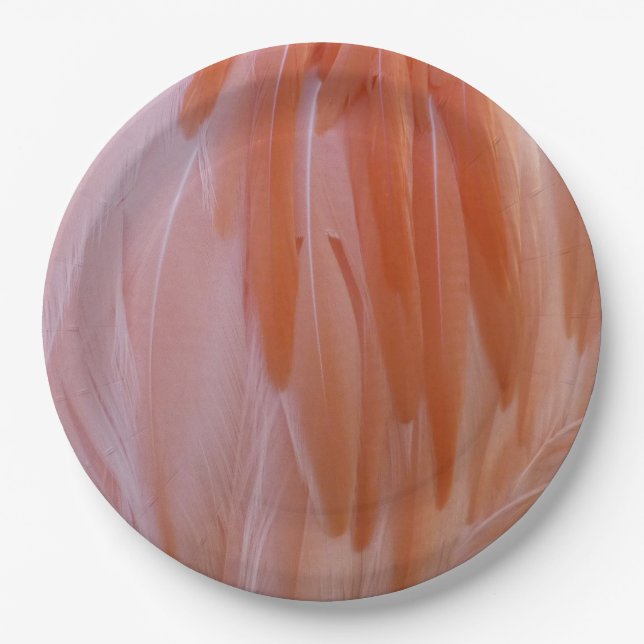 Flamingo Feathers in Shades of Pink Paper Plate (Front)