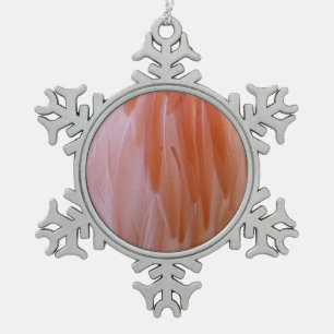 Flamingo Feathers in Shades of Pink Snowflake Pewter Christmas Ornament