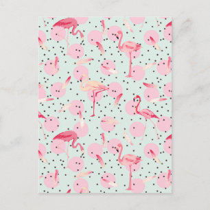 Flamingo Feathers On Polka Dots 2 Postcard