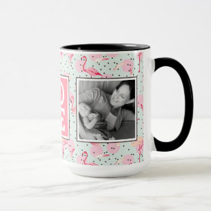 Flamingo Feathers On Polka Dots   LOVE with Photos Mug
