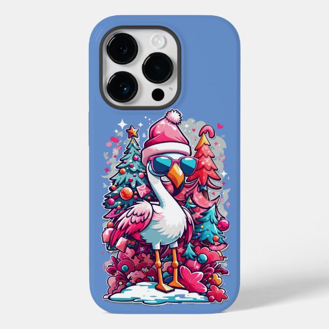 Flamingo Festivities Santa Hat and Glasses Christm Case-Mate iPhone Case (Back)