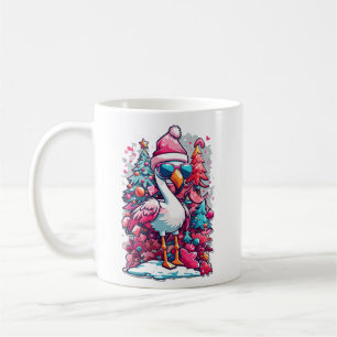 Flamingo Festivities Santa Hat and Glasses Christm Coffee Mug