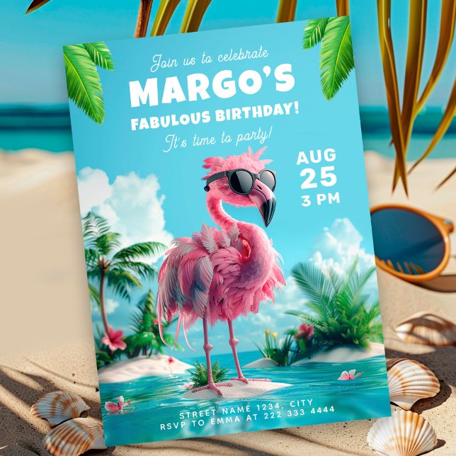 Flamingo Fiesta Birthday Party birthday Invitation (Creator Uploaded)