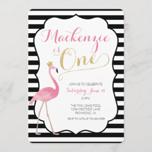 Flamingo First Birthday Invitation