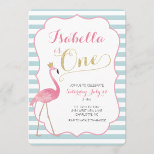 Flamingo First Birthday Invitation