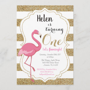 Flamingo First Birthday Invitation Girl
