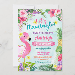 Flamingo First Birthday Summer Invitation