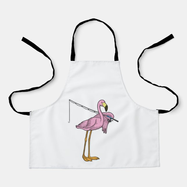 Flamingo Fishing Fisher Fishing rod Apron (Front)