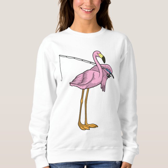 Flamingo Fishing Fisher Fishing rod Sweatshirt (Front)