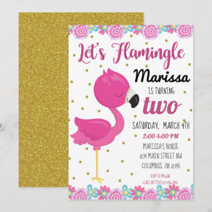 Flamingo, Flamingle Birthday Party Invite