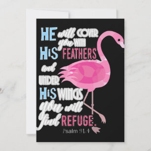 Flamingo   Flamingo Christian Psalm 91 Bible Verse Holiday Card