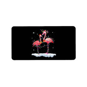 Flamingo   Flamingo Christmas Tree Santa Hat Xmas Label