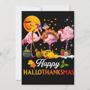 Flamingo   Flamingo Halloween And Merry Christmas Holiday Card