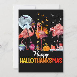 Flamingo   Flamingo Halloween And Merry Christmas Holiday Card