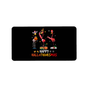 Flamingo Flamingo Happy HalloThanksmas Label