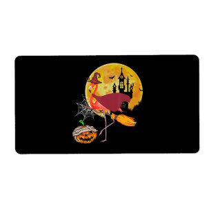 Flamingo Flamingo Riding Broom Pumpkin Halloween
