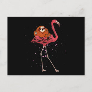 Flamingo Flamingo Riding Sloth Animal Lover Gifts Announcement Postcard
