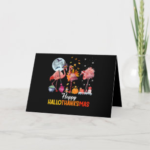 Flamingo Flamingo Thanksgiving Halloween Christmas Card
