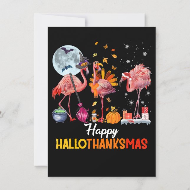Flamingo|Flamingo Thanksgiving Halloween Christmas Invitation (Front)
