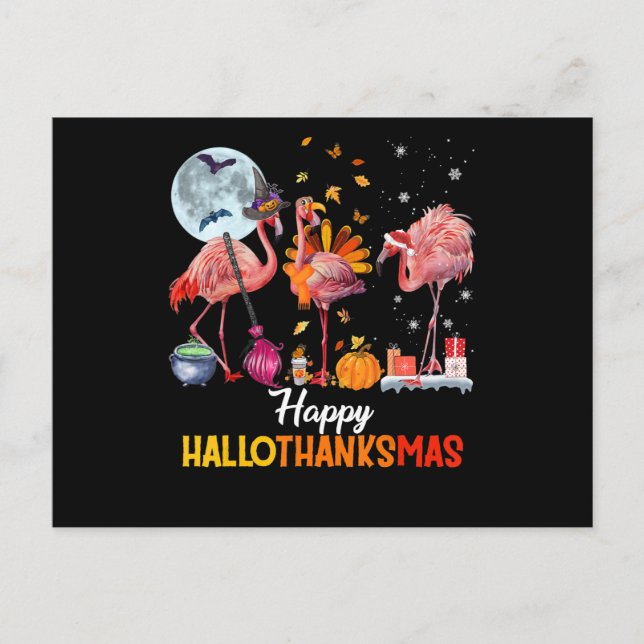 Flamingo|Flamingo Thanksgiving Halloween Christmas Invitation Postcard (Front)