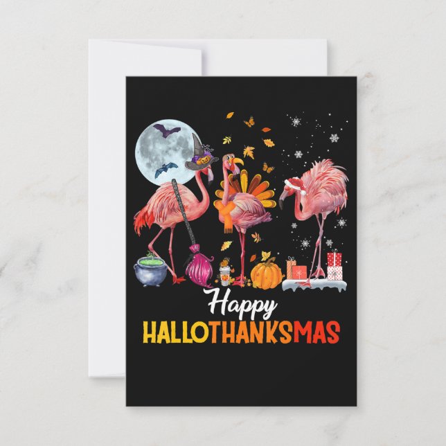 Flamingo|Flamingo Thanksgiving Halloween Christmas RSVP Card (Front)