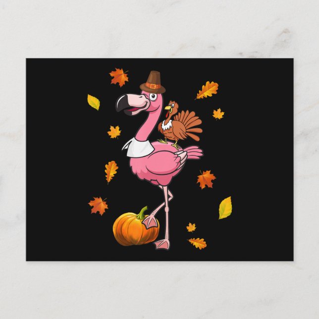 Flamingo | Flamingo Thanksgiving Halloween Invitation Postcard (Front)