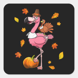 Flamingo   Flamingo Thanksgiving Halloween Square Sticker