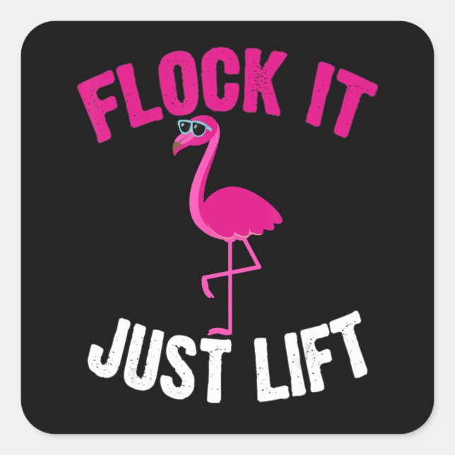 Flamingo | Flamingo Weightlifting Flock Square Sticker (Front)