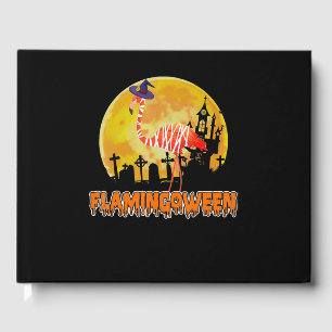 Flamingo Flamingoween Funny Witch Halloween Guest Book