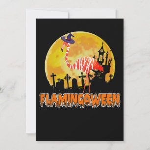 Flamingo Flamingoween Funny Witch Halloween Invitation