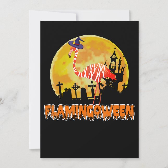 Flamingo | Flamingoween Funny Witch Halloween Invitation (Front)