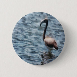 Flamingo Fledgling Watercolor 6 Cm Round Badge