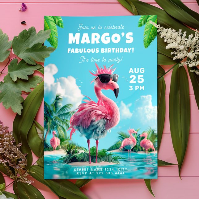 Flamingo Flock Beach Party Spectacular birthday Invitation (Creator Uploaded)