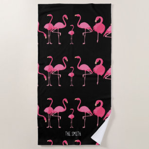 Flamingo flock beach towel