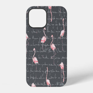 Flamingo Flock: Dark Grey Vintage. iPhone 12 Case
