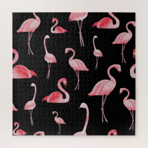 Flamingo Flock: Vintage Seamless Design Jigsaw Puzzle